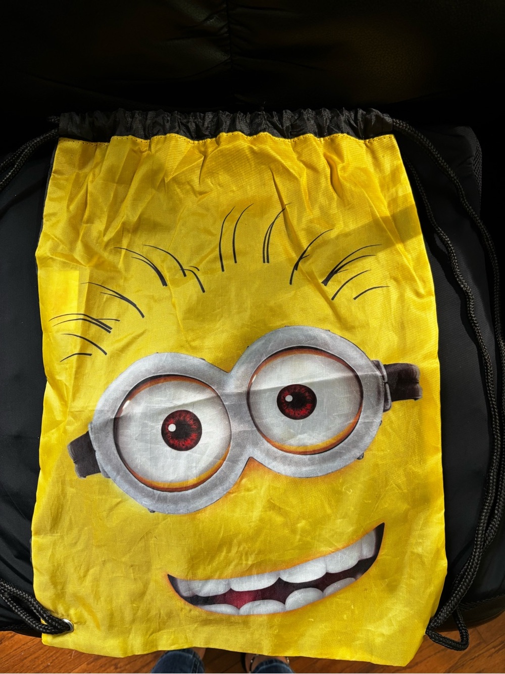 Minions Drawstring Backpack Bag | Yellow & Black Movie Character Cinch Sack